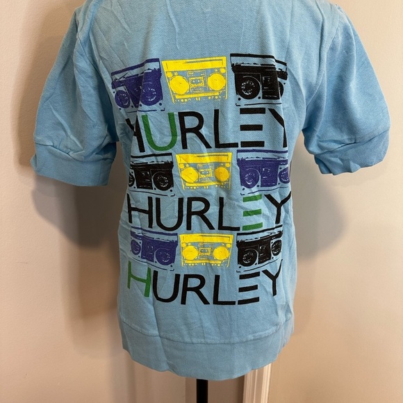Women’s Hurley hoodie blue short sleeve. Yellow, Purple, Black Boombox Graphic L - Picture 3 of 11